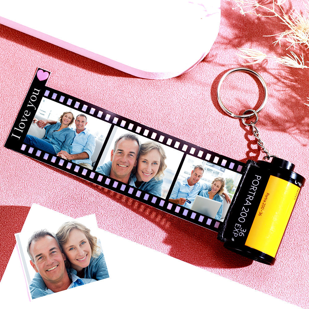 Custom Text For The Film Roll Keychain Personalized Picture Keychain with Reel Album Customized Anniversary Gifts