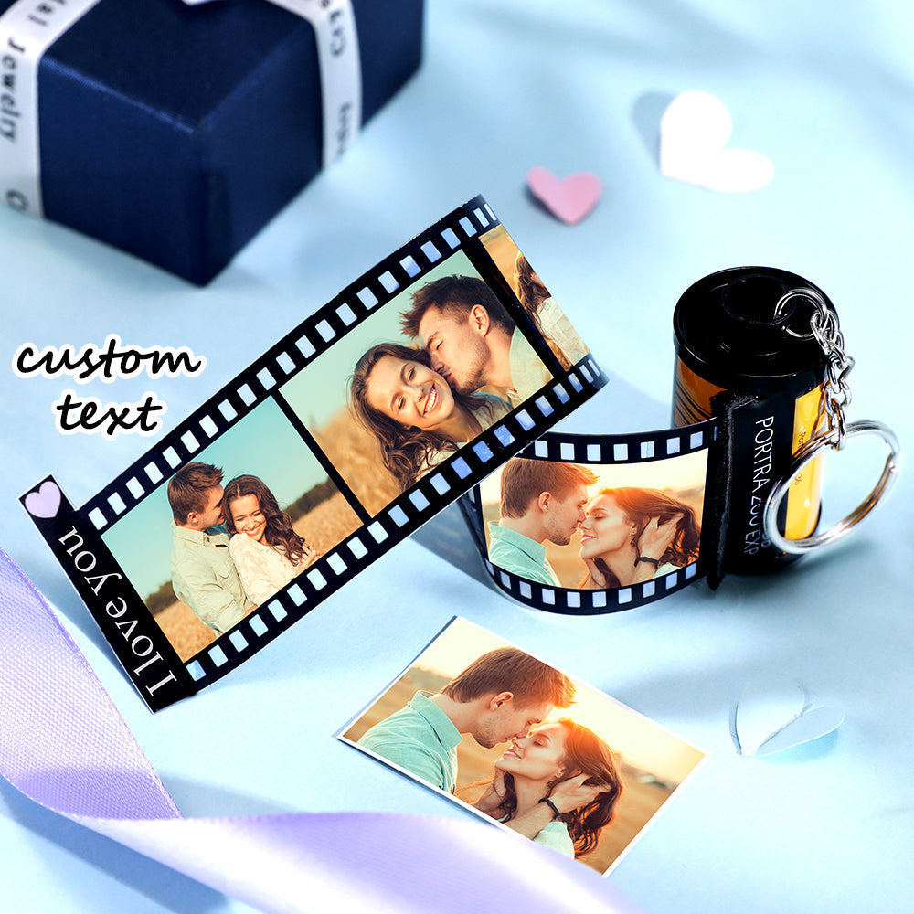 Custom Text For The Film Roll Keychain Personalized Picture Keychain with Reel Album Customized Anniversary Gifts