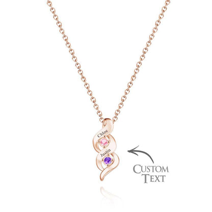 Custom Engraved Name Vintage Necklace Birthstone Pendant Necklace For Her