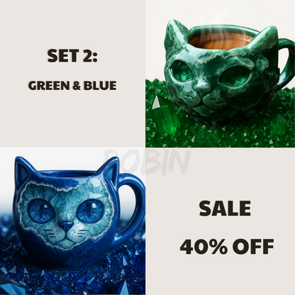 NEW HANDMADE Crystal Cat Face Mugs – Limited Edition ☕