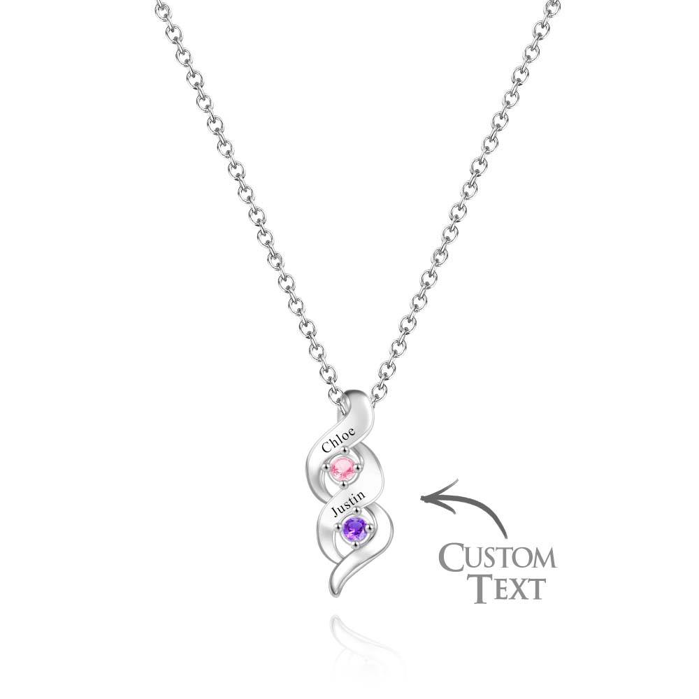 Custom Engraved Name Vintage Necklace Birthstone Pendant Necklace For Her