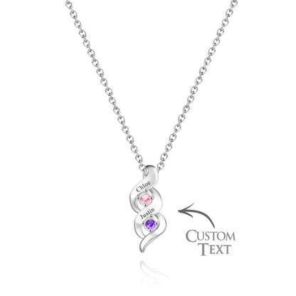 Custom Engraved Name Vintage Necklace Birthstone Pendant Necklace For Her