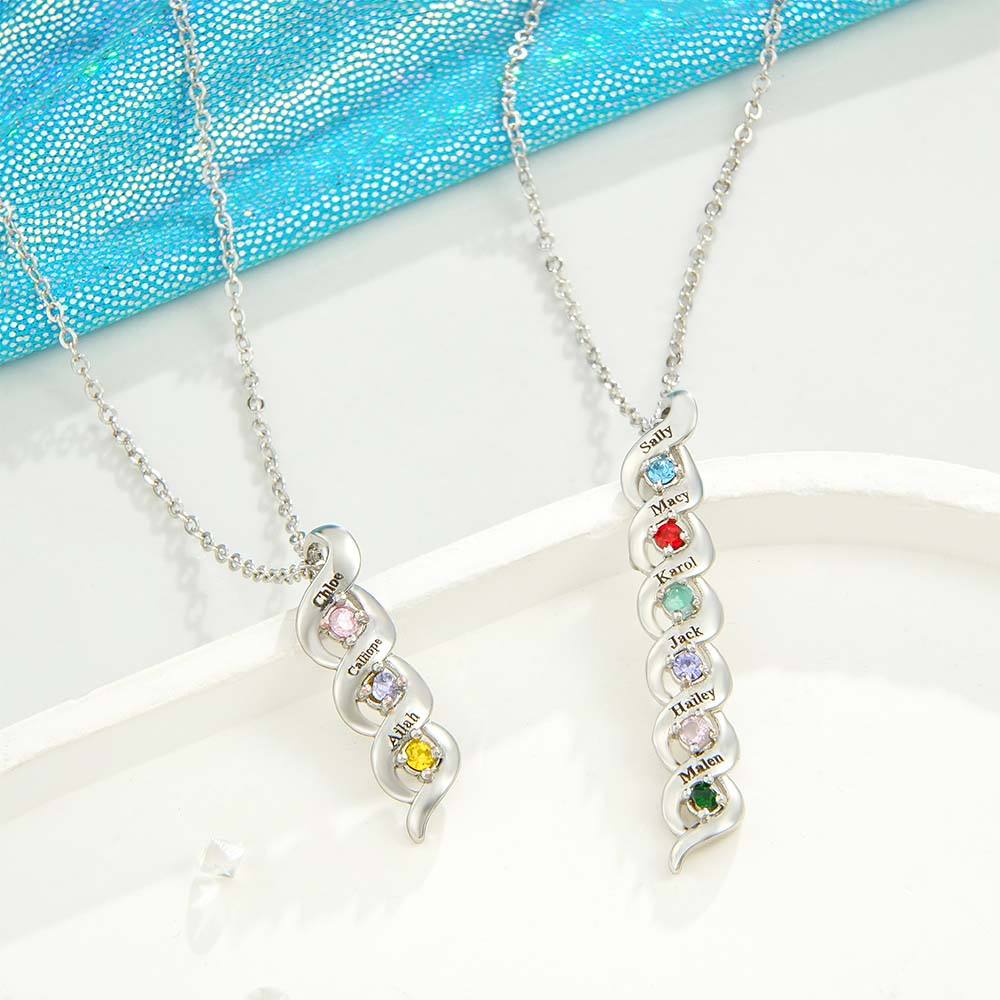 Custom Engraved Name Vintage Necklace Birthstone Pendant Necklace For Her