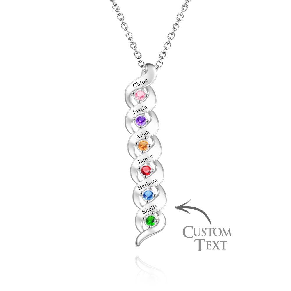 Custom Engraved Name Vintage Necklace Birthstone Pendant Necklace For Her