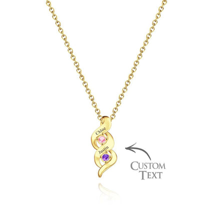 Custom Engraved Name Vintage Necklace Birthstone Pendant Necklace For Her