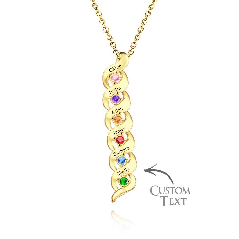 Custom Engraved Name Vintage Necklace Birthstone Pendant Necklace For Her