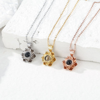 Custom Projection Photo Necklace Personalized Pet Photo Pendant Projection Chain Women Memorial Jewelry Gifts