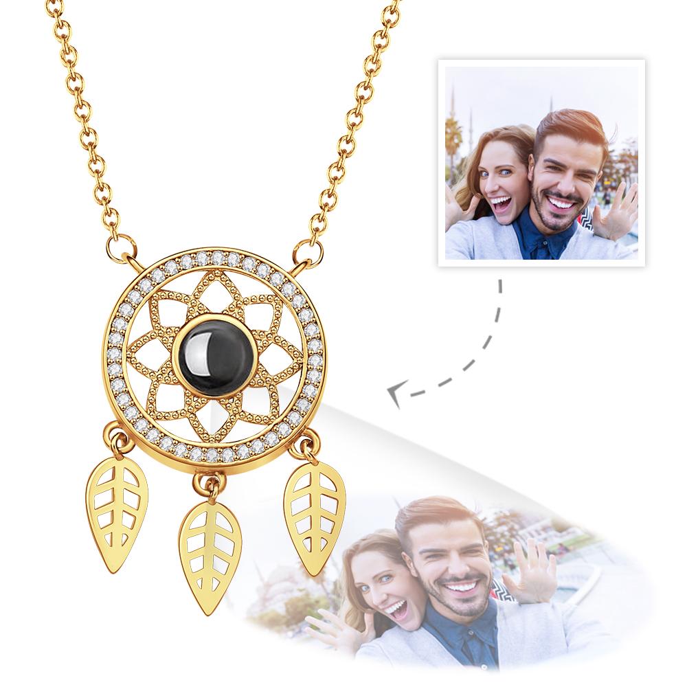 Custom Projection Photo Necklace Personalized Pet Photo Pendant Projection Chain Women Memorial Jewelry Gifts