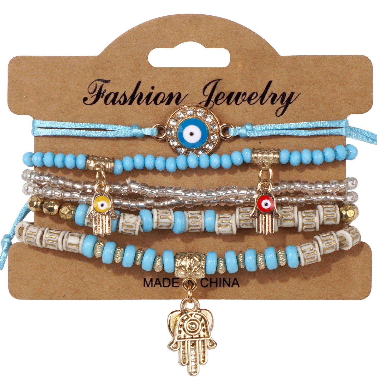 Evil Eye & Hamsa Protection Bracelet Stack