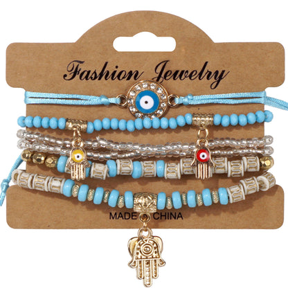 Evil Eye & Hamsa Protection Bracelet Stack