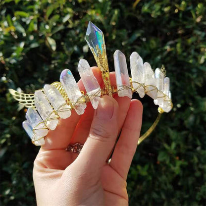 Celestial Aura Crystal Crown — Handmade Energy Healing Headpiece