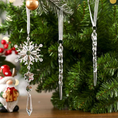Snowdrop Crystal Ornaments – 10-Piece Hanging Christmas Décor Set