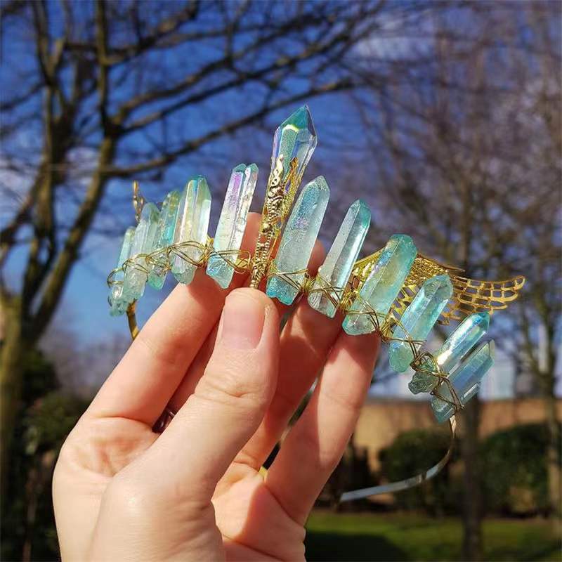 Celestial Aura Crystal Crown — Handmade Energy Healing Headpiece