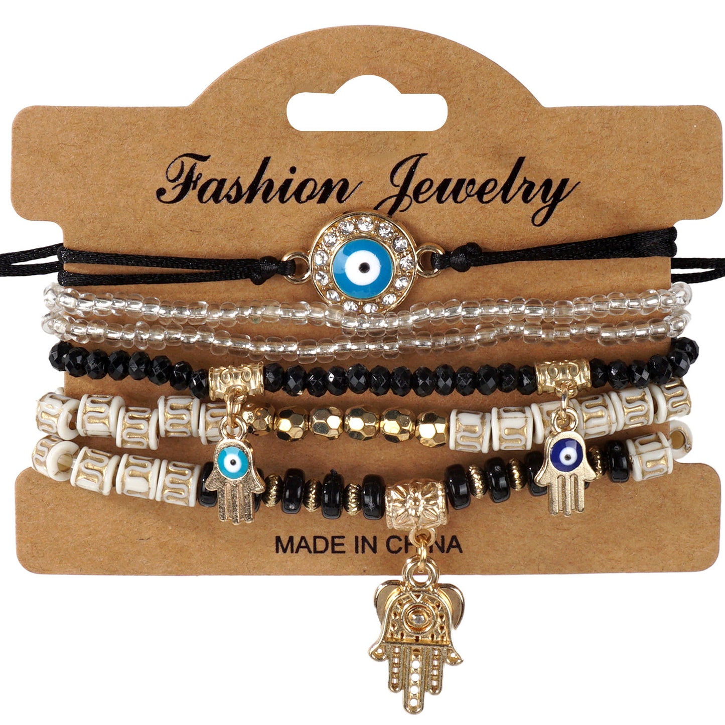 Evil Eye & Hamsa Protection Bracelet Stack