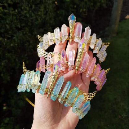 Celestial Aura Crystal Crown — Handmade Energy Healing Headpiece