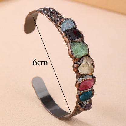 Chakra Harmony Cuff – Handmade 7-Stone Energy Bracelet for Healing, Wealth & Manifestation