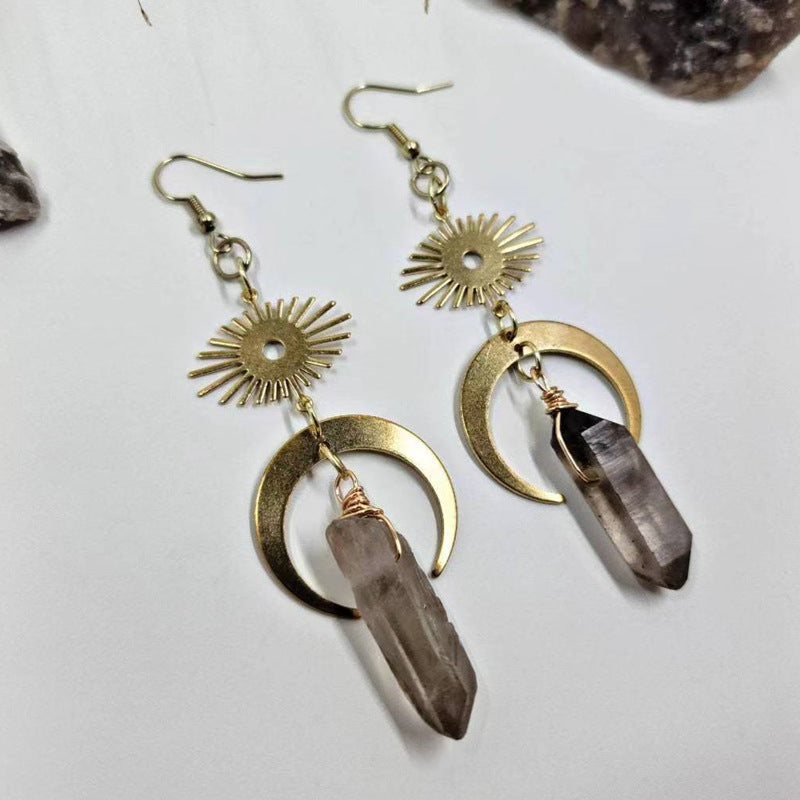 “Celestial Balance” Crystal Earrings – Moon & Sun Energy Collection