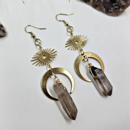“Celestial Balance” Crystal Earrings – Moon & Sun Energy Collection