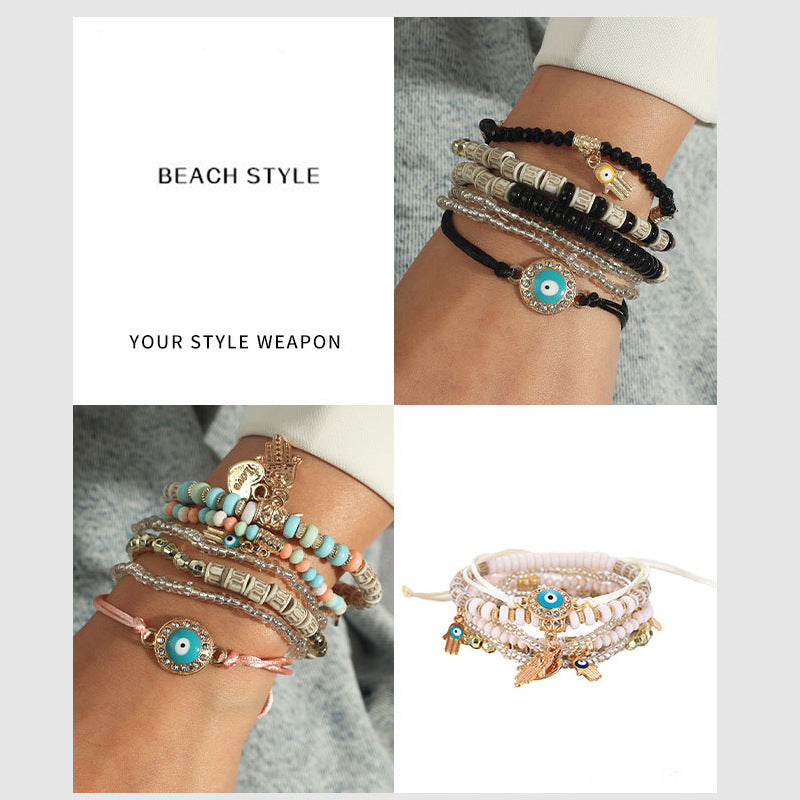 Evil Eye & Hamsa Protection Bracelet Stack