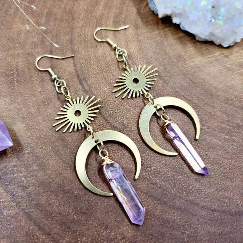 “Celestial Balance” Crystal Earrings – Moon & Sun Energy Collection