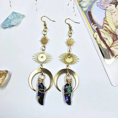 “Celestial Balance” Crystal Earrings – Moon & Sun Energy Collection