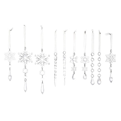 Snowdrop Crystal Ornaments – 10-Piece Hanging Christmas Décor Set
