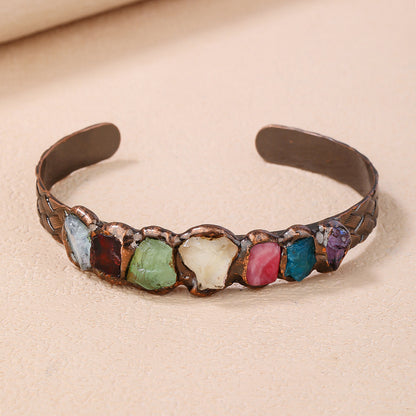 Chakra Harmony Cuff – Handmade 7-Stone Energy Bracelet for Healing, Wealth & Manifestation