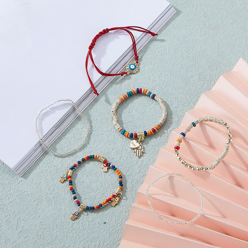 Evil Eye & Hamsa Protection Bracelet Stack