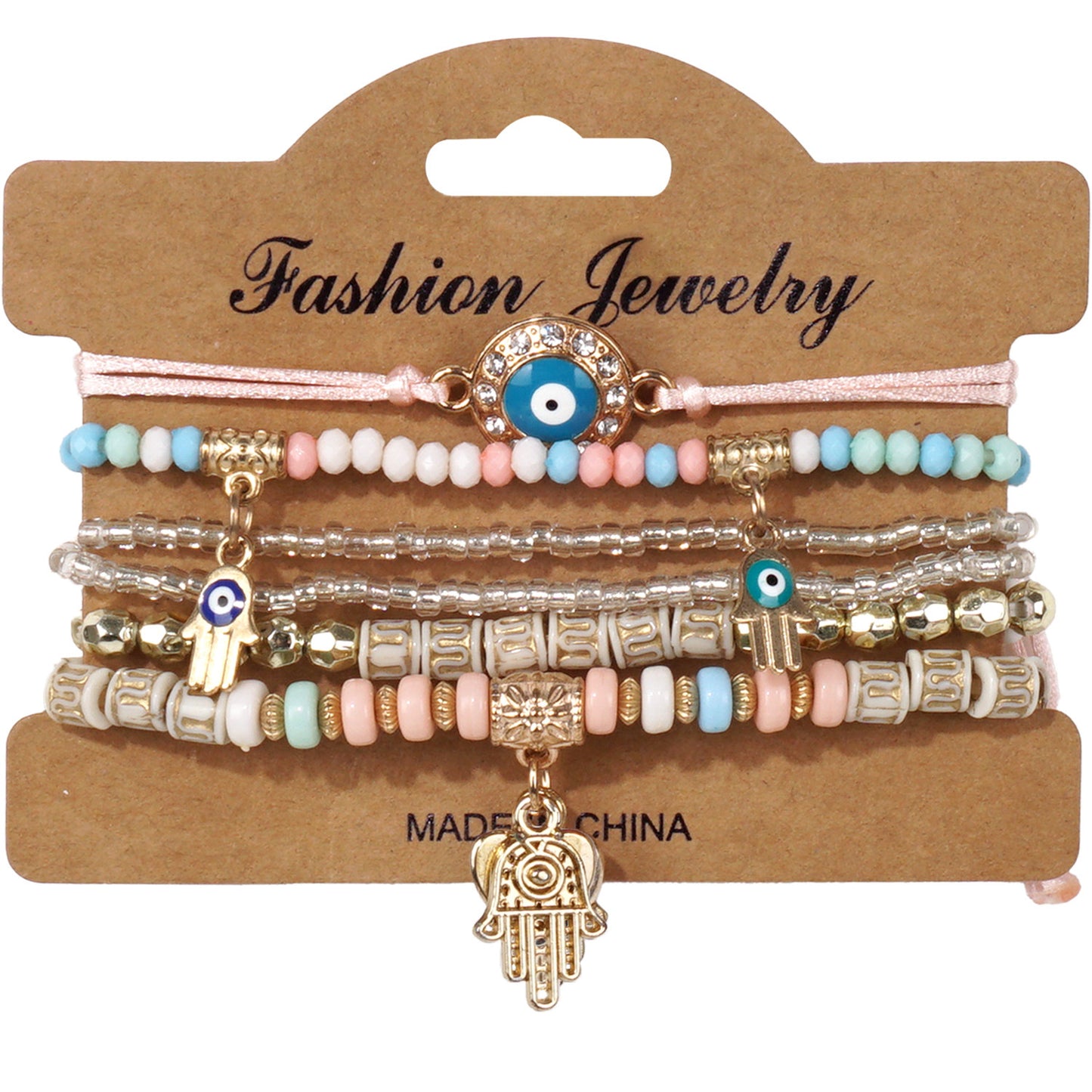 Evil Eye & Hamsa Protection Bracelet Stack