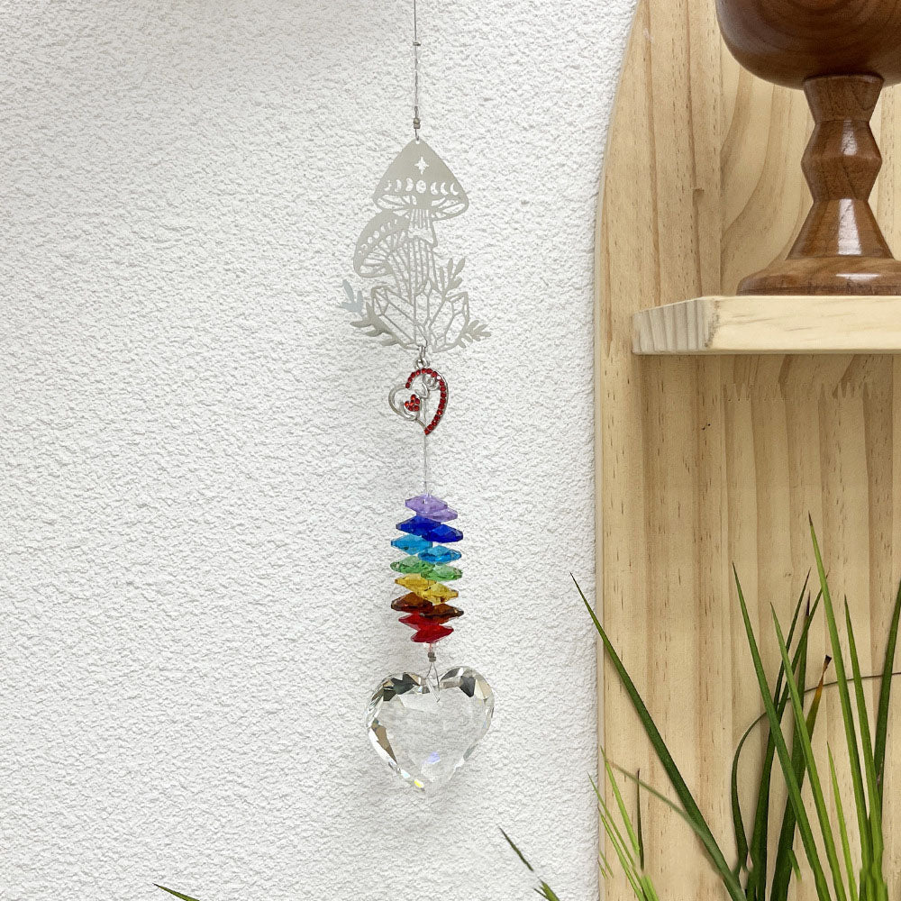 Rainbow Crystal Heart Suncatcher – Nature Series Hanging Decor