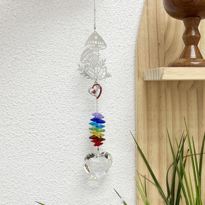Rainbow Crystal Heart Suncatcher – Nature Series Hanging Decor