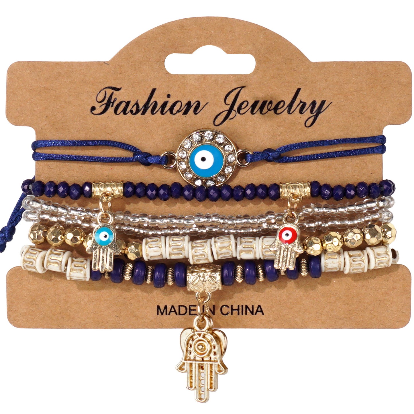 Evil Eye & Hamsa Protection Bracelet Stack