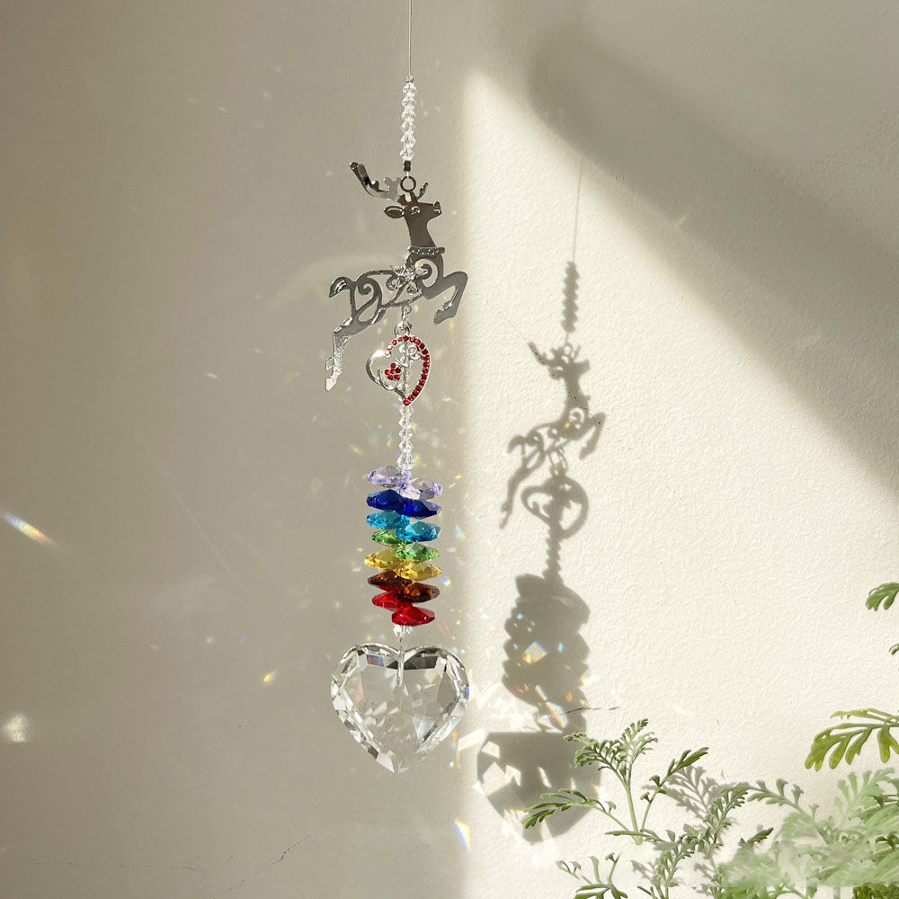 Rainbow Crystal Heart Suncatcher – Nature Series Hanging Decor