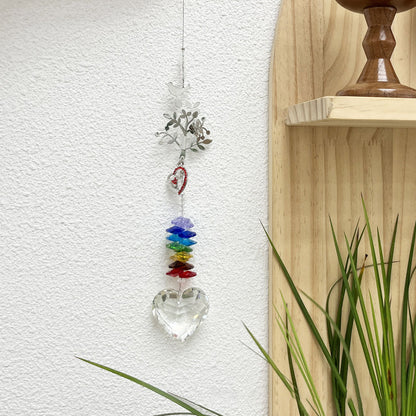 Rainbow Crystal Heart Suncatcher – Nature Series Hanging Decor