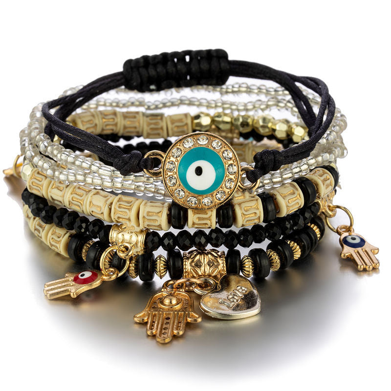 Evil Eye & Hamsa Protection Bracelet Stack