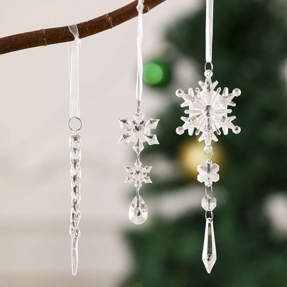 Snowdrop Crystal Ornaments – 10-Piece Hanging Christmas Décor Set