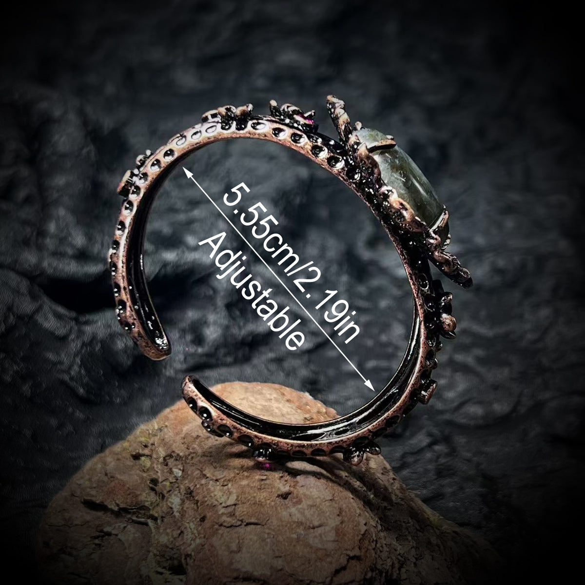 Lunar Bloom Cuff – Handmade Labradorite Energy Bracelet for Clarity, Balance & Good Fortune