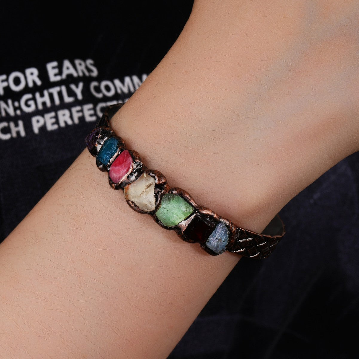 Chakra Harmony Cuff – Handmade 7-Stone Energy Bracelet for Healing, Wealth & Manifestation
