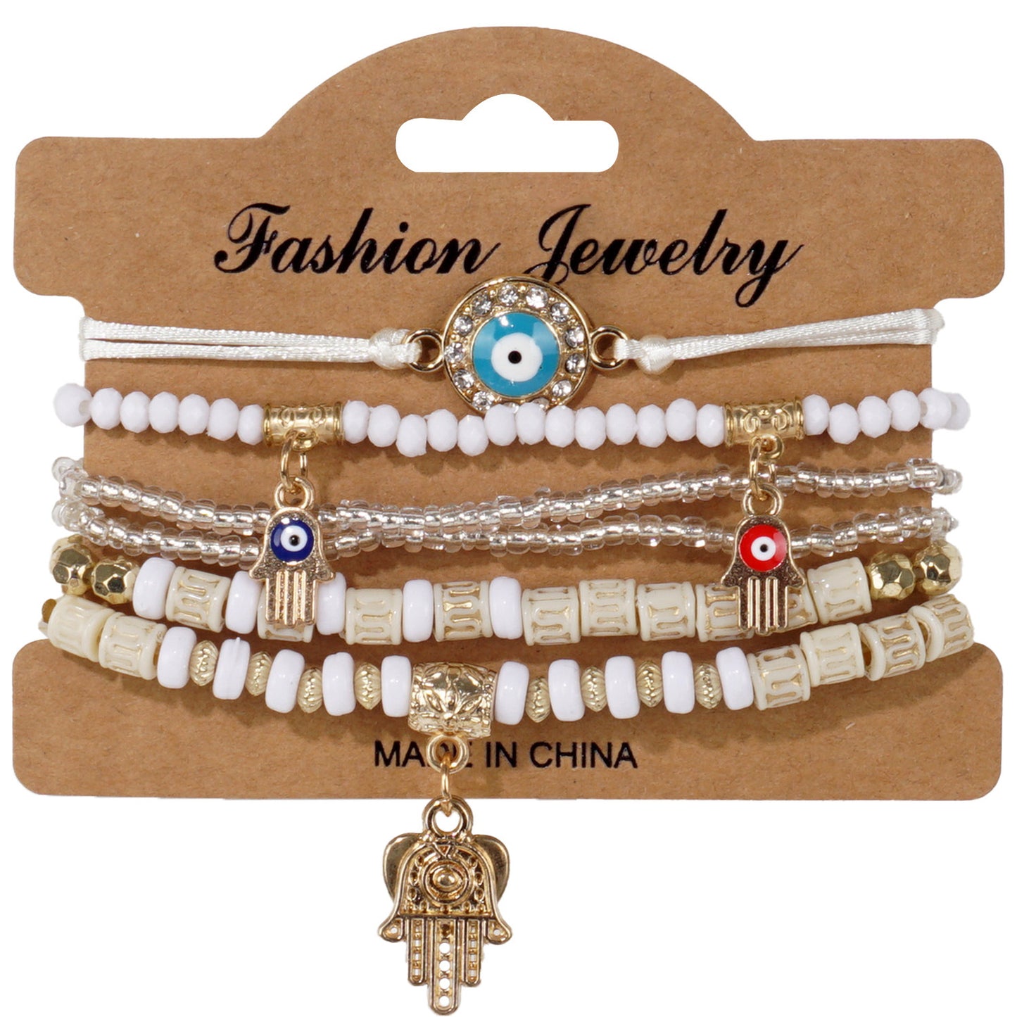 Evil Eye & Hamsa Protection Bracelet Stack