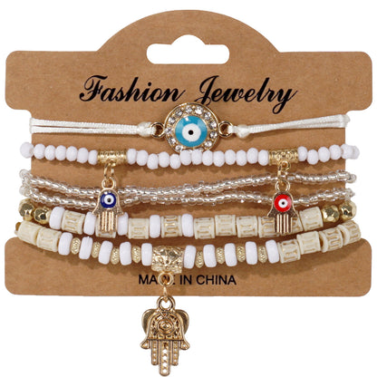 Evil Eye & Hamsa Protection Bracelet Stack