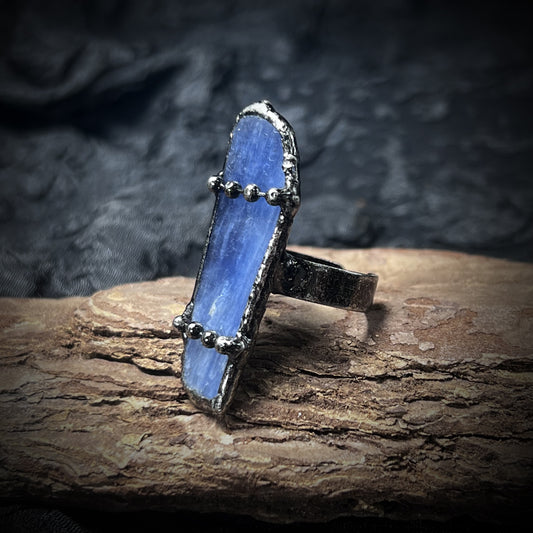 Fortune Flow Raw Kyanite Ring – Handmade Crystal Ring for Luck, Wealth & Positive Energy