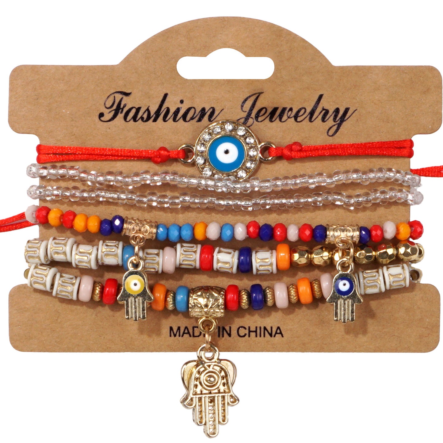 Evil Eye & Hamsa Protection Bracelet Stack