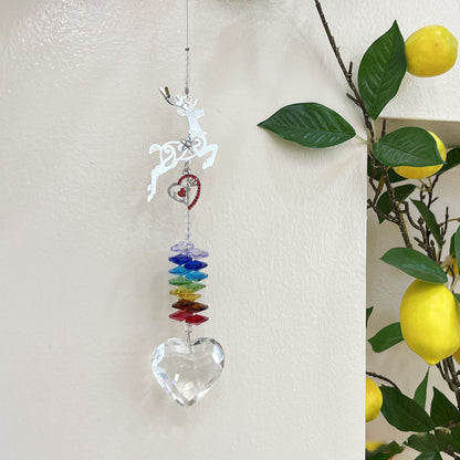 Rainbow Crystal Heart Suncatcher – Nature Series Hanging Decor