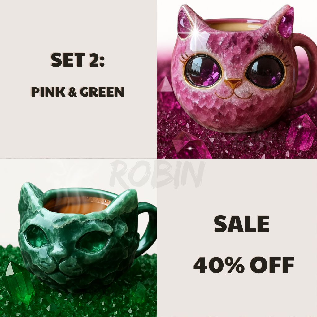 NEW HANDMADE Crystal Cat Face Mugs – Limited Edition ☕