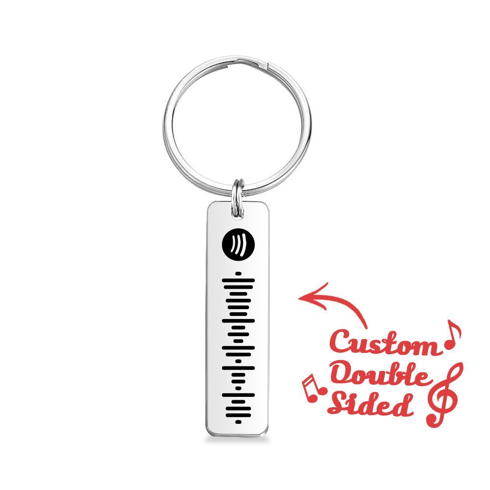 Customized Scannable Spotify Code Plaque Keychain Music and Photo, Song Keychain,Engraved Keychain Anniversary Gifts For Lovers