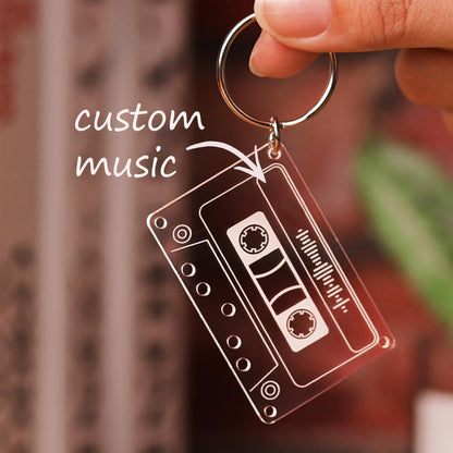 Customized Scannable Spotify Code Plaque Keychain Music and Photo, Song Keychain,Engraved Keychain Anniversary Gifts For Lovers