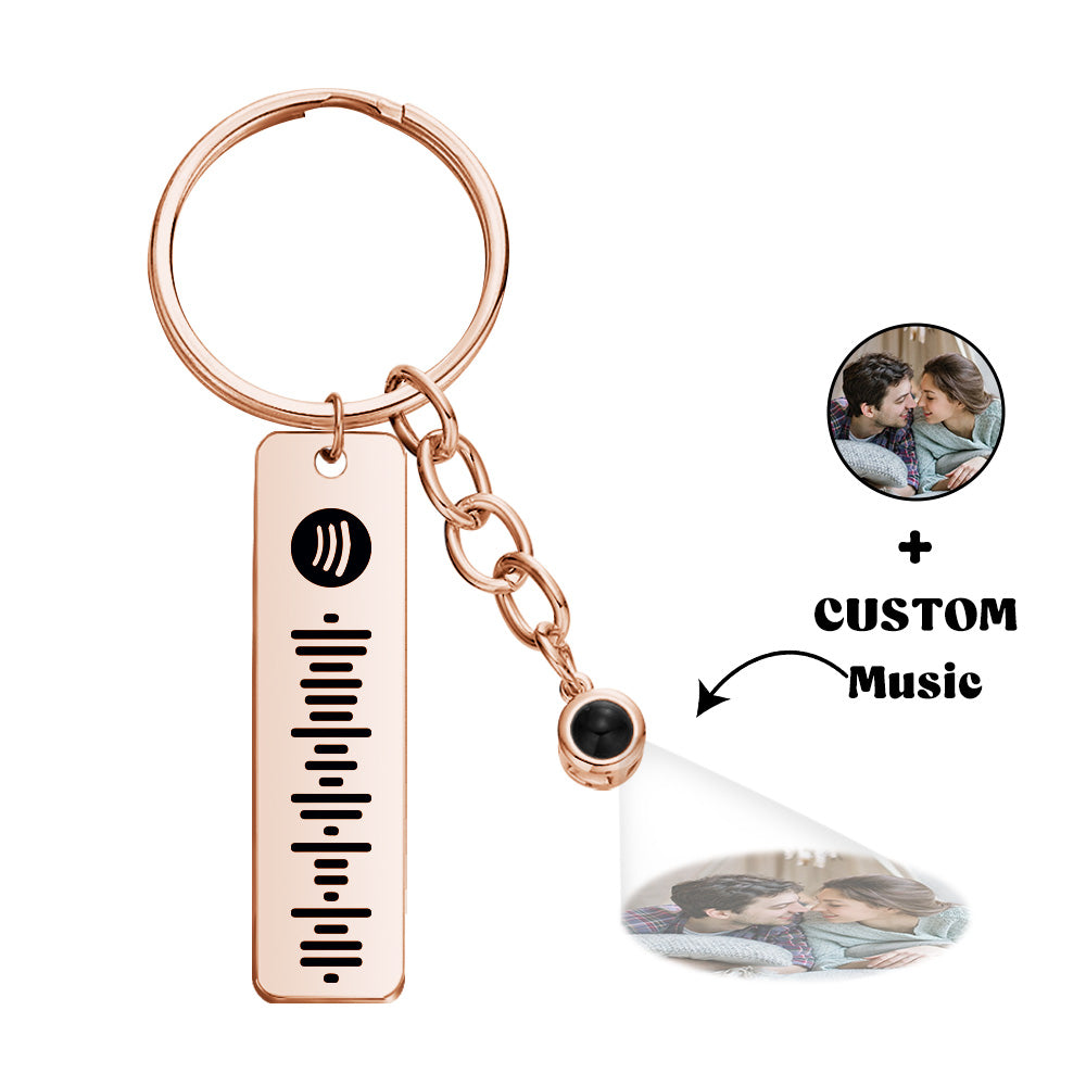 Customized Scannable Spotify Code Plaque Keychain Music and Photo, Song Keychain,Engraved Keychain Anniversary Gifts For Lovers