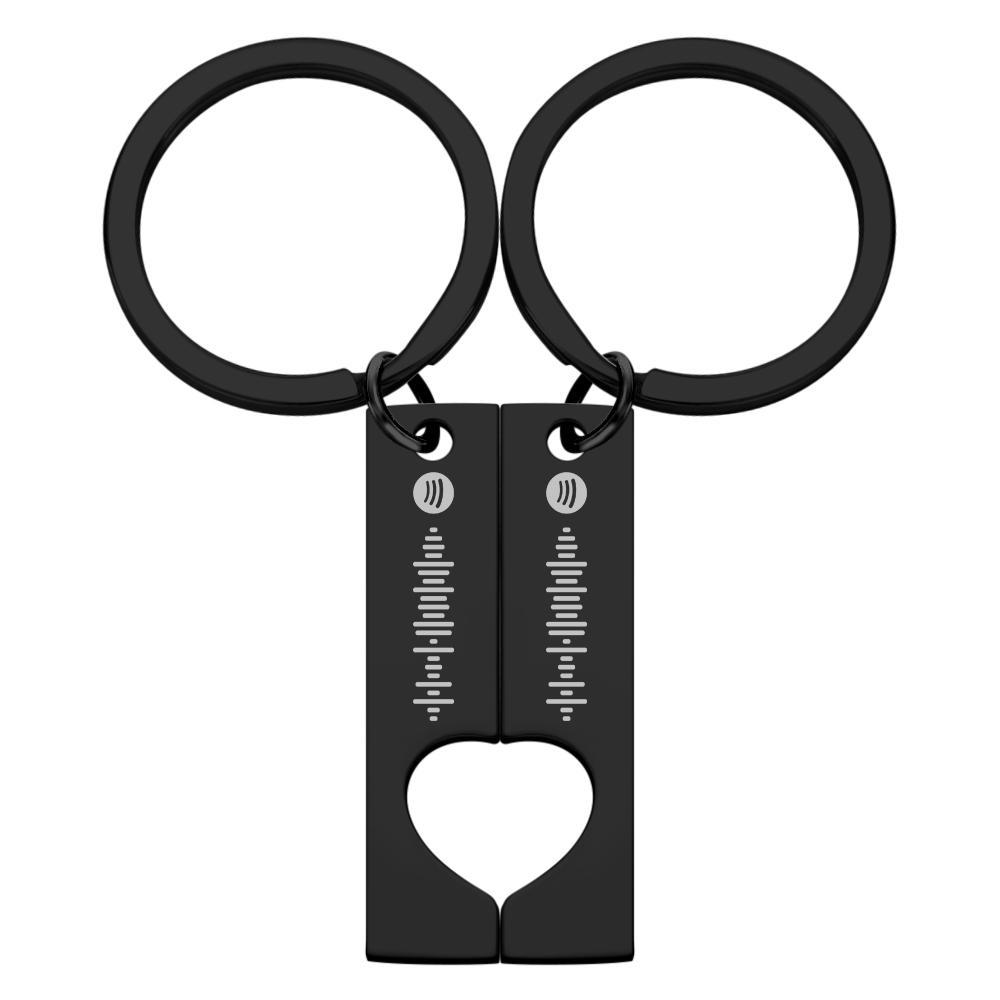Scannable Custom Spotify Code Keychain Engraved Custom Music Song Keychain Gifts Black Key Chains