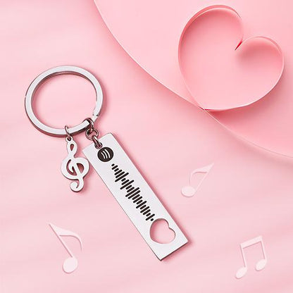 Customized Scannable Spotify Code Plaque Keychain Music and Photo, Song Keychain,Engraved Keychain Anniversary Gifts For Lovers