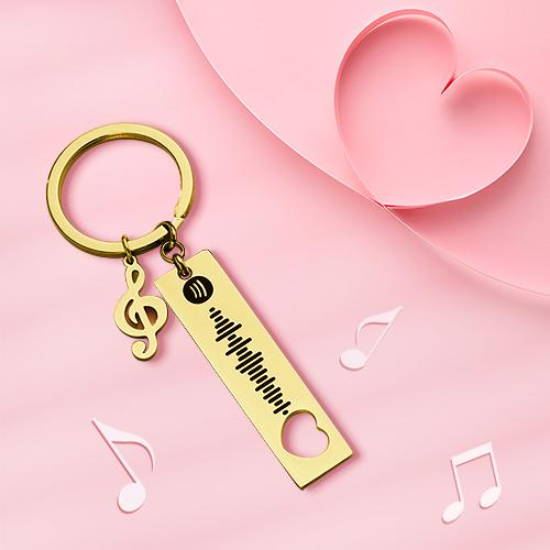 Customized Scannable Spotify Code Plaque Keychain Music and Photo, Song Keychain,Engraved Keychain Anniversary Gifts For Lovers